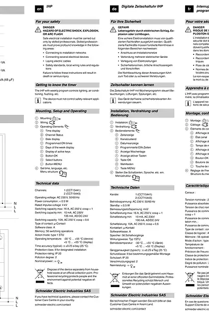 schneider施耐德Acti 9- 可编程定时开关 IHP 1C_2C 可编程数字时间开关-操作说明 (ZH)
